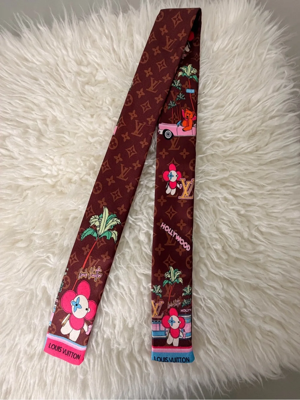Brown Monogram x Cartoon Floral Bandeau Scarf
